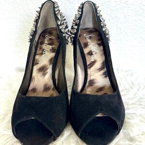 Sam Edelman 'Lorissa' studded black suede peep-toe heels (size 9.5)
